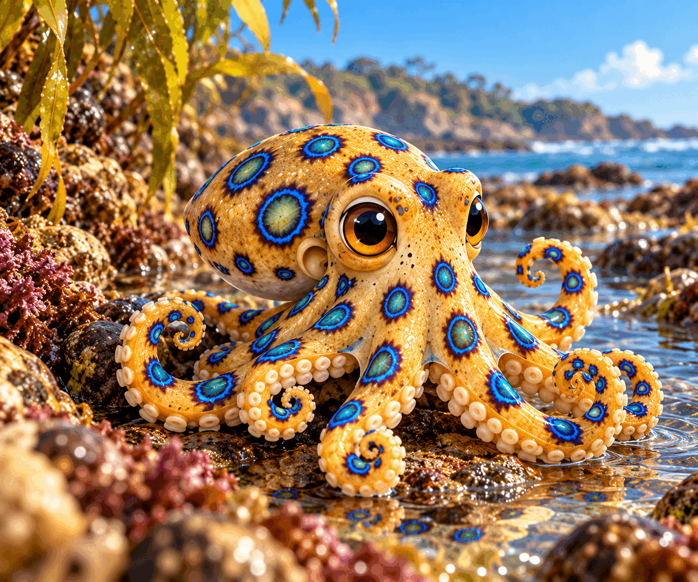Illustration of Belle the Blue-ringed Octopus