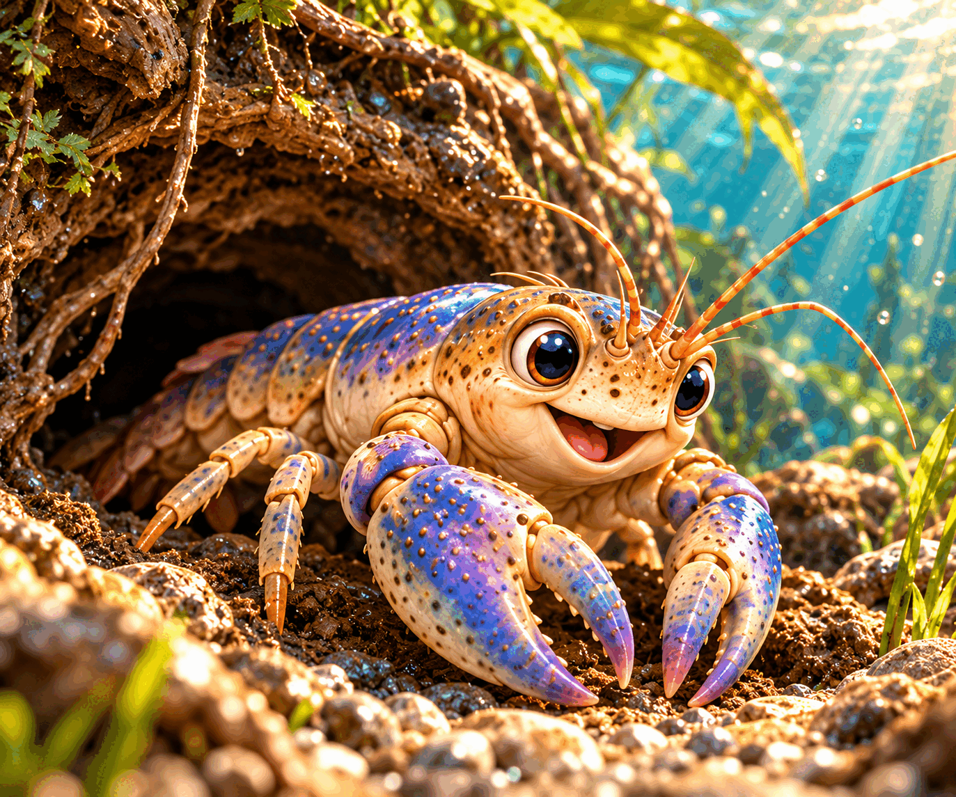 Illustration of Borro the Burrowing Crayfish