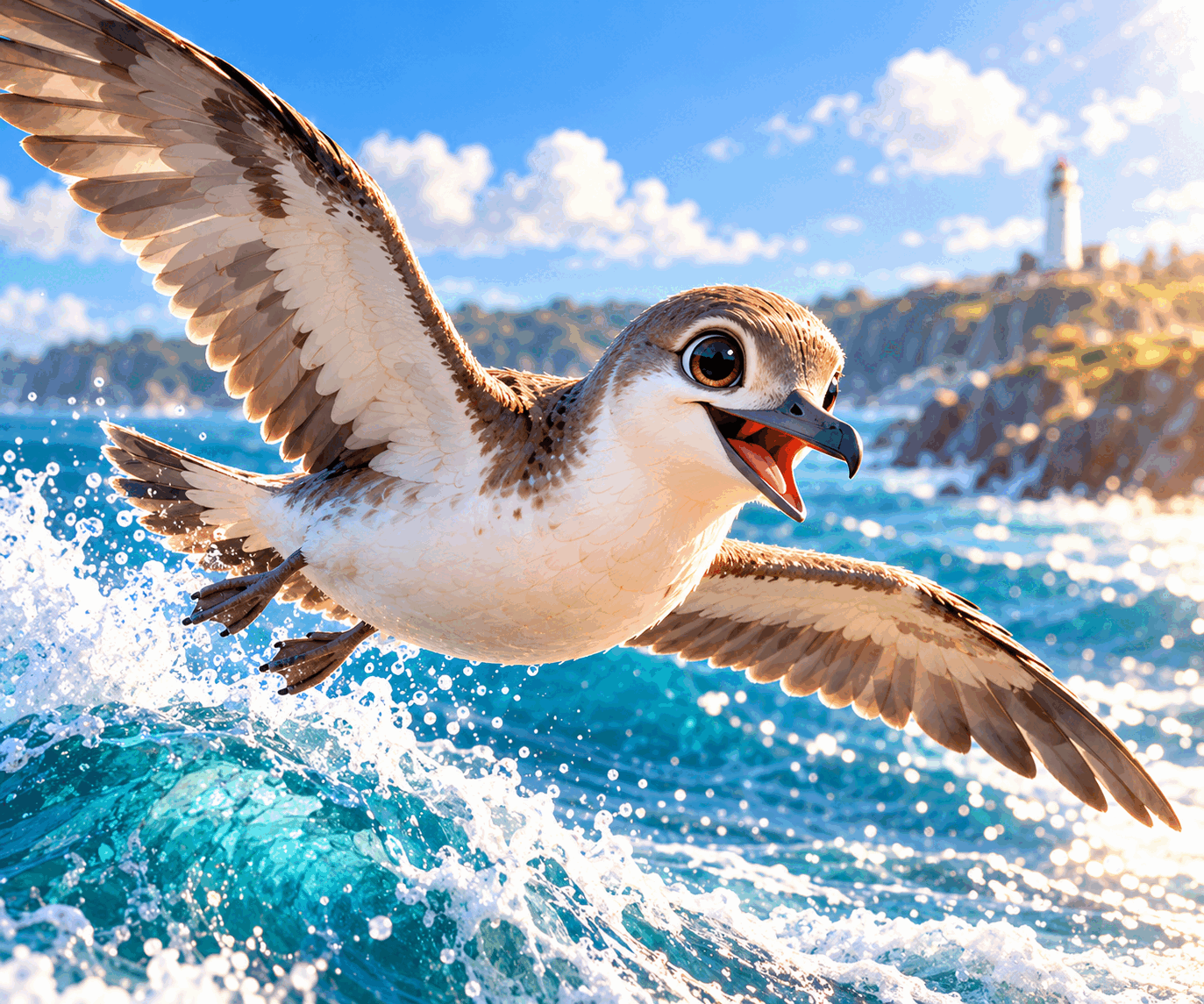 Illustration of Sunny the Surfing Shearwater